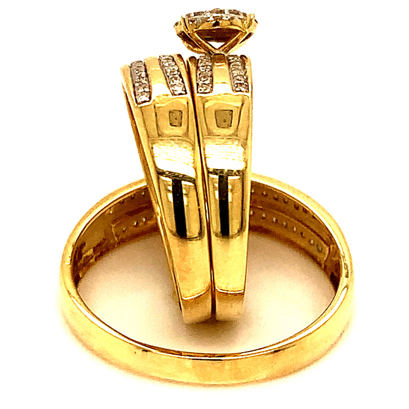 (SOFIA) Trío de anillos con diamantes en oro amarillo 10k