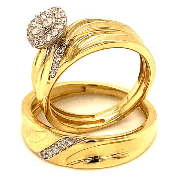 (SOFIA) Trío de anillos con diamantes en oro amarillo 10k