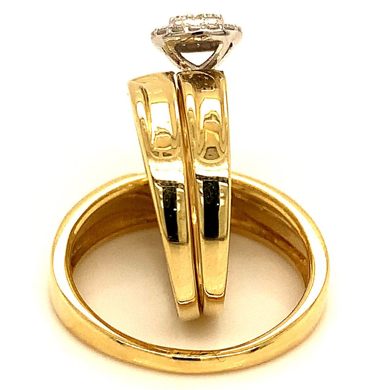 (SOFIA) Trío de anillos con diamantes en oro amarillo 10k