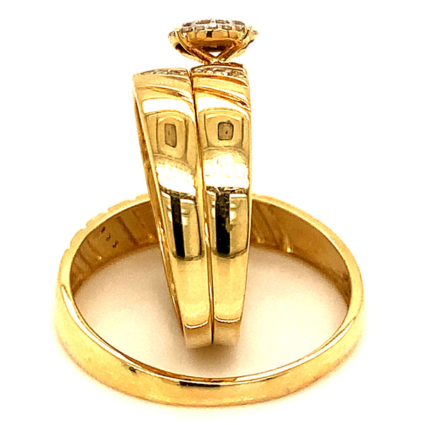(SOFIA) Trío de anillos con diamantes en oro amarillo 10k