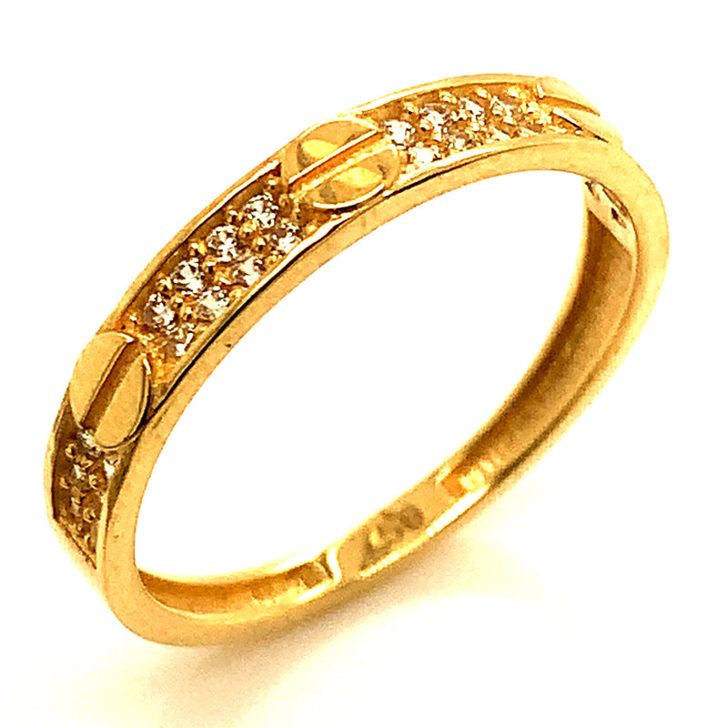 Banda con circones en oro amarillo 18k