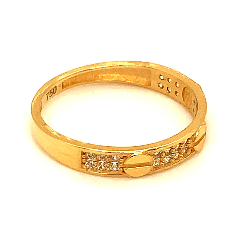 Banda con circones en oro amarillo 18k