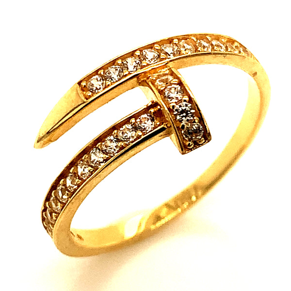 Banda con circones en oro amarillo 18k