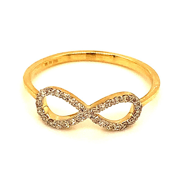 (SOFIA) Anillo (infinito) con diamantes en oro amarillo 10k