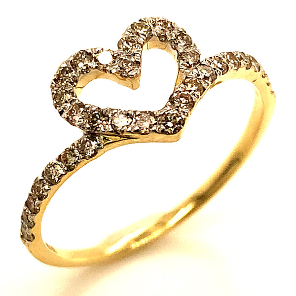 (SOFIA) Anillo (corazón) con diamantes en oro amarillo 10k