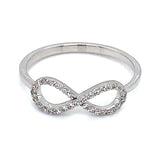 (SOFIA) Anillo (infinito) con diamantes en oro blanco 10k