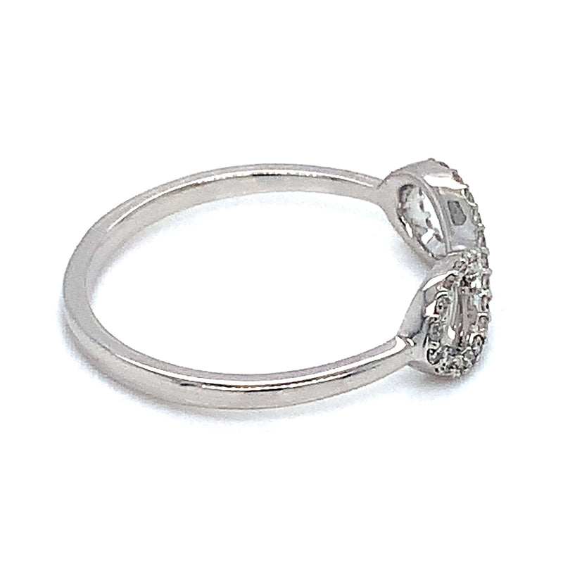 (SOFIA) Anillo (infinito) con diamantes en oro blanco 10k