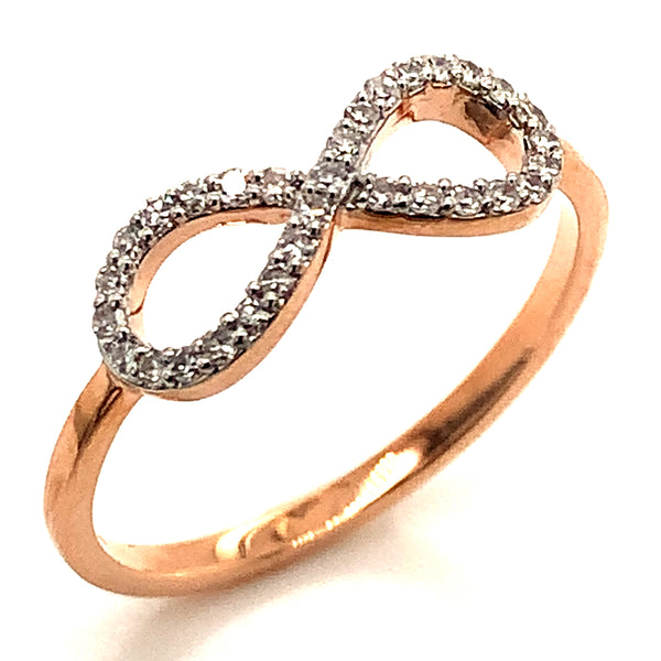 (SOFIA) Anillo (infinito) con diamantes en oro rosado 10k