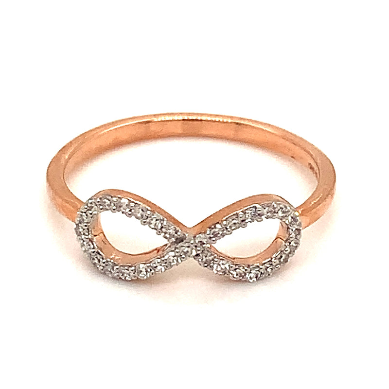 (SOFIA) Anillo (infinito) con diamantes en oro rosado 10k