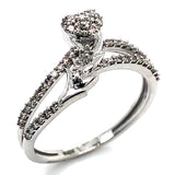 (SOFIA) Anillo (corazón) con diamantes en oro blanco 10k