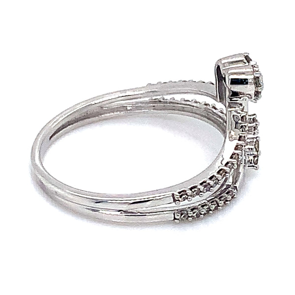 (SOFIA) Anillo (corazón) con diamantes en oro blanco 10k