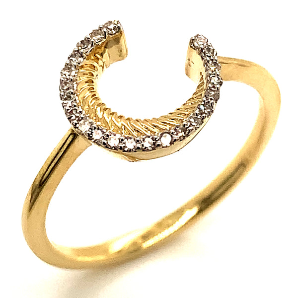 (SOFIA) Anillo (luna) con diamantes en oro amarillo 10k