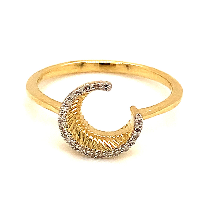 (SOFIA) Anillo (luna) con diamantes en oro amarillo 10k