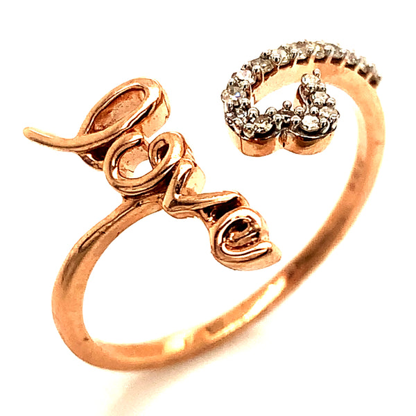 (SOFIA) Anillo (love) con diamantes en oro rosado 10k