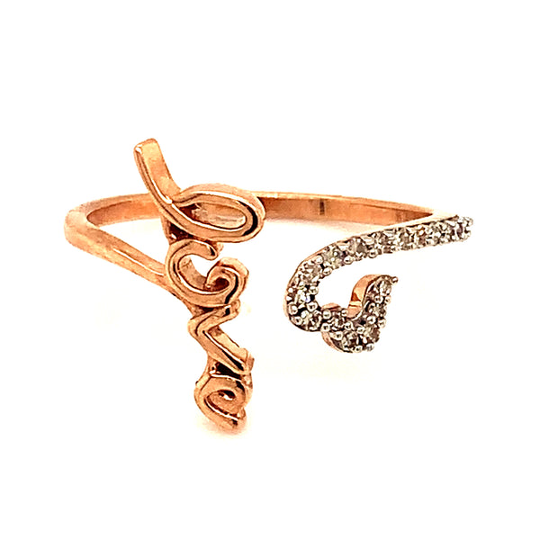 (SOFIA) Anillo (love) con diamantes en oro rosado 10k