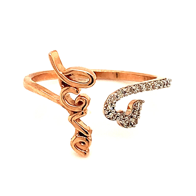 (SOFIA) Anillo (love) con diamantes en oro rosado 10k