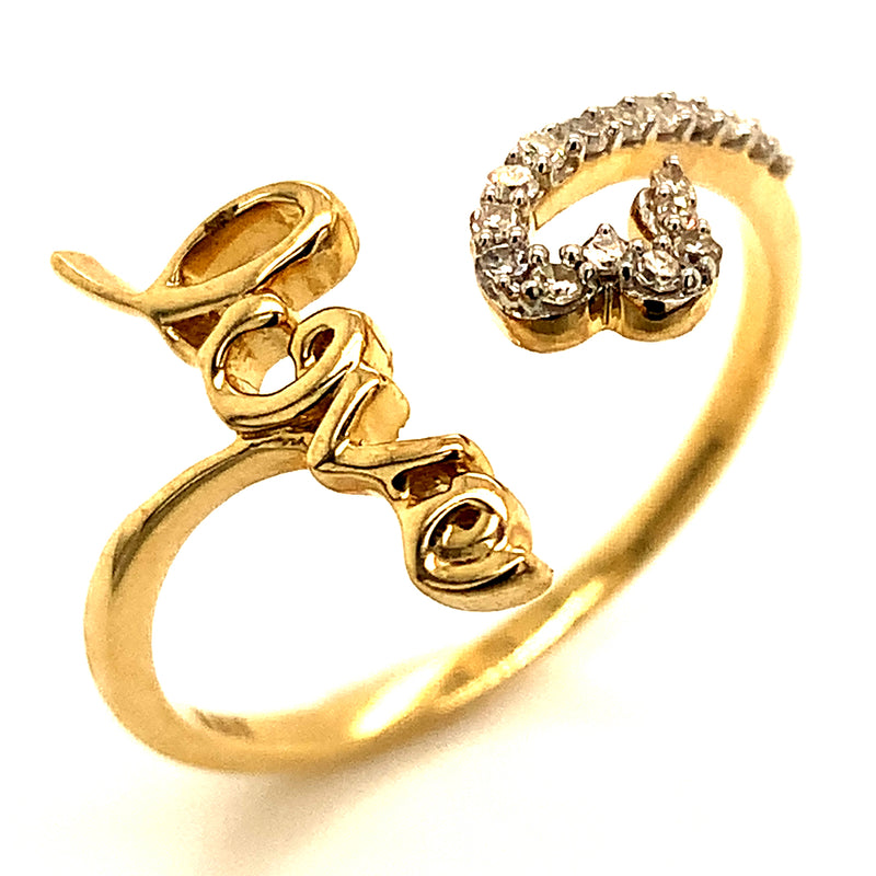 (SOFIA) Anillo (love) con diamantes en oro amarillo 10k