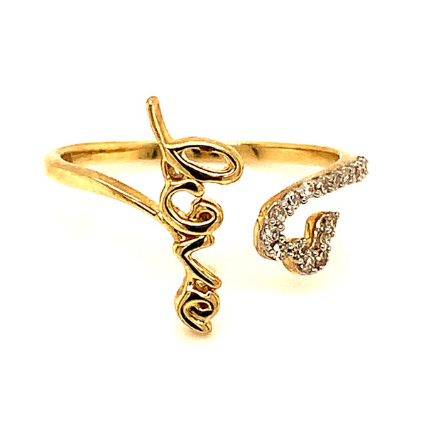 (SOFIA) Anillo (love) con diamantes en oro amarillo 10k