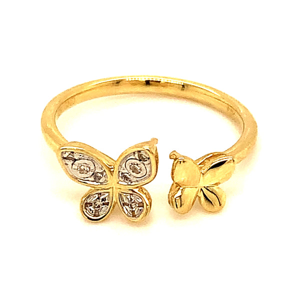 (SOFIA) Anillo (mariposa) con diamantes en oro amarillo 10k