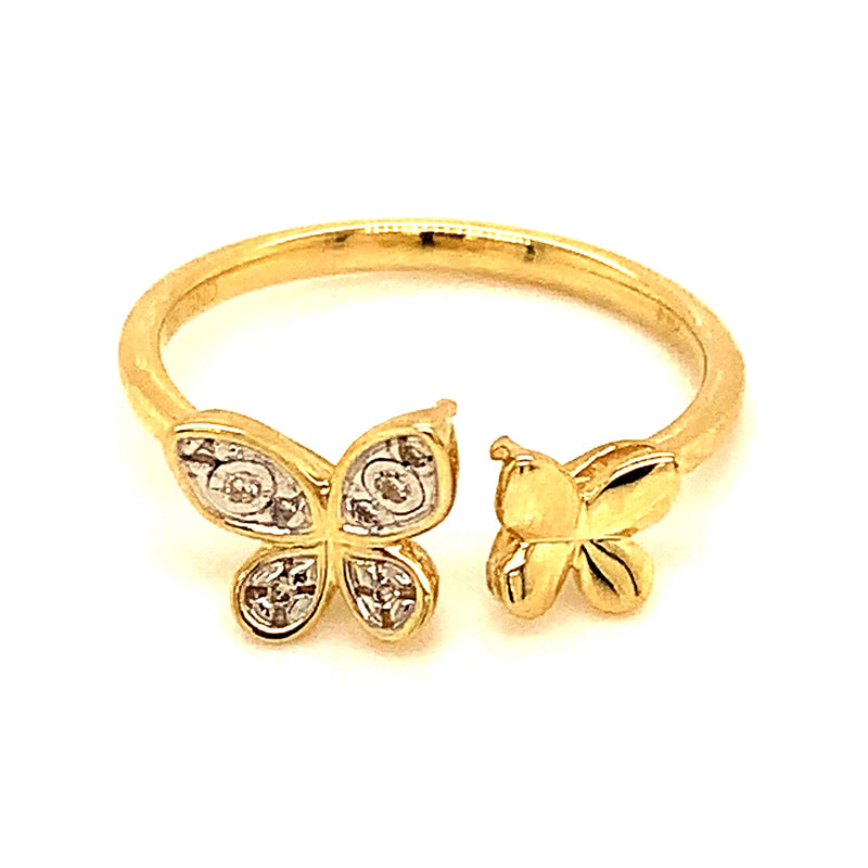 (SOFIA) Anillo (mariposa) con diamantes en oro amarillo 10k