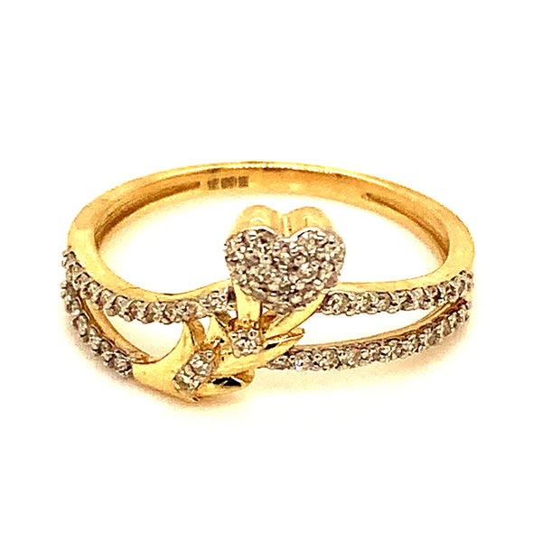 (SOFIA) Anillo (corazón) con diamantes en oro amarillo 10k