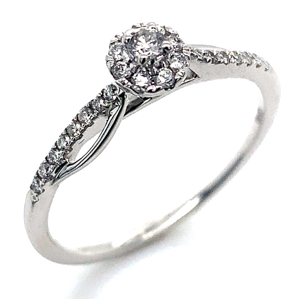 (SOFIA) Anillo con diamantes en oro blanco 10k