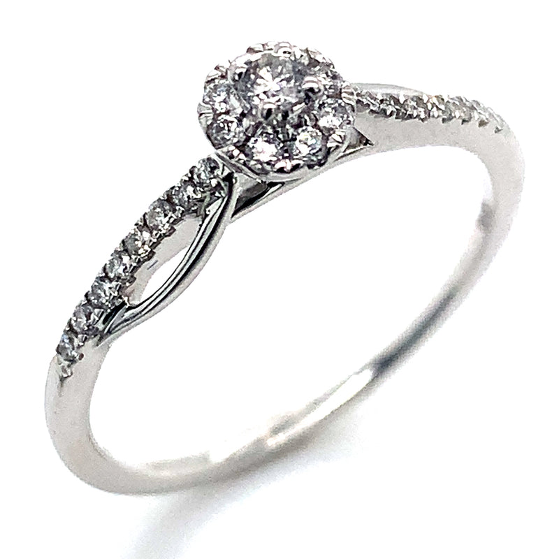 (SOFIA) Anillo con diamantes en oro blanco 10k
