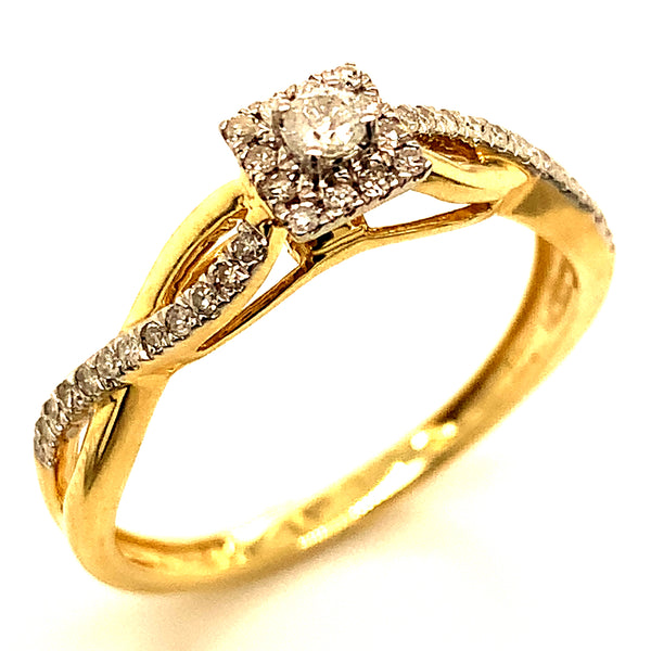(SOFIA) Anillo con diamantes en oro amarillo 10k