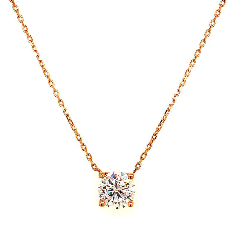 Collar con circón en oro rosado 18k 45cm