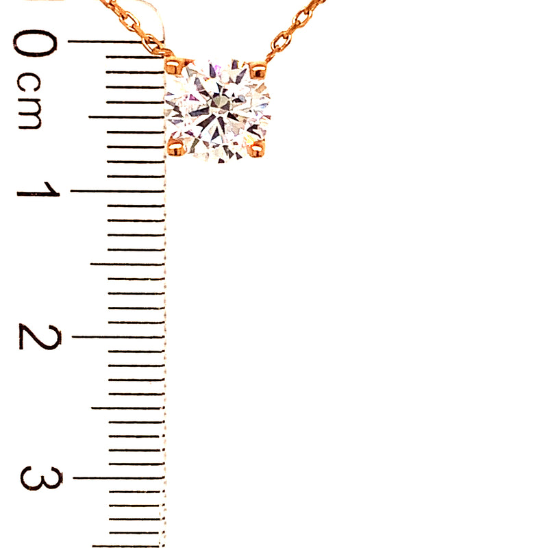 Collar con circón en oro rosado 18k 45cm