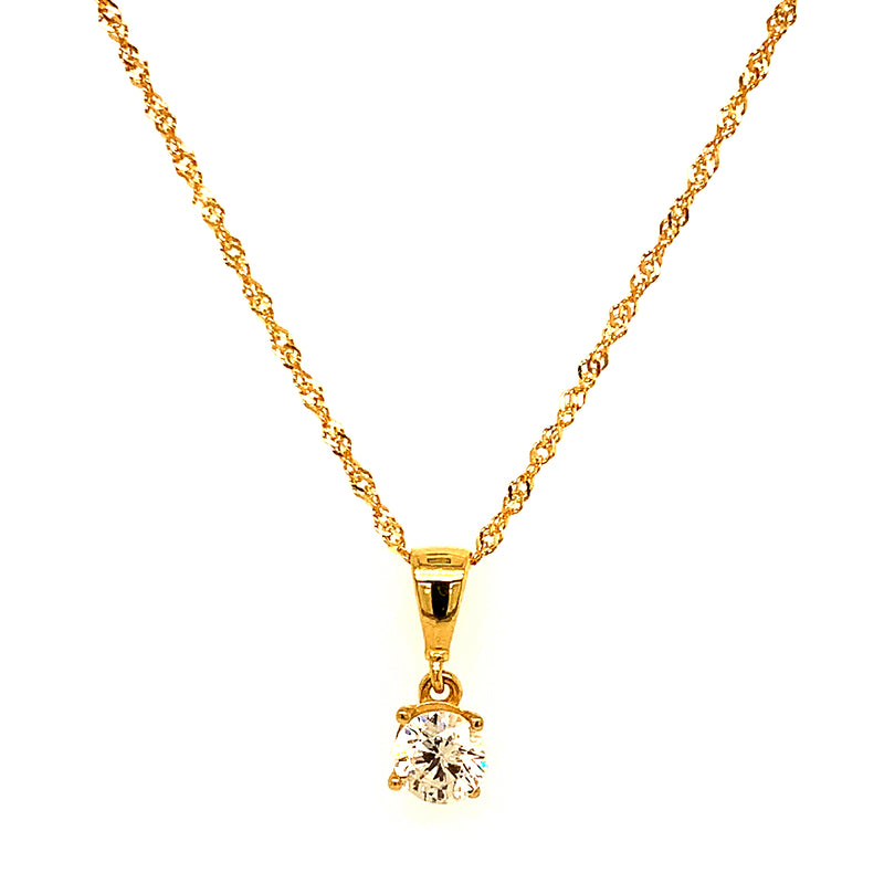 Collar con circón en oro amarillo 18k 50cm