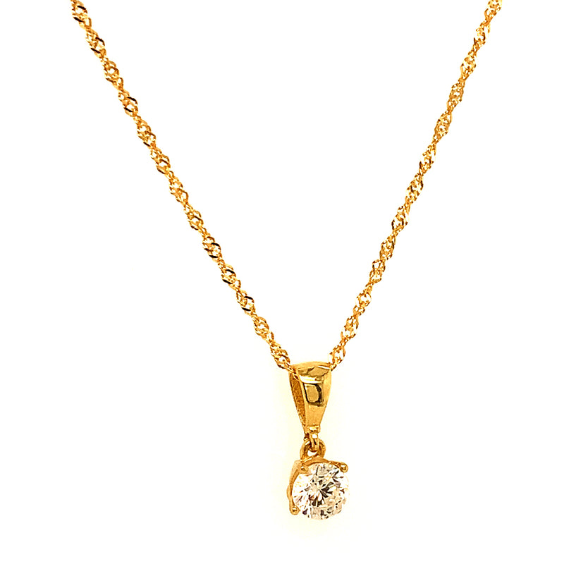 Collar con circón en oro amarillo 18k 50cm
