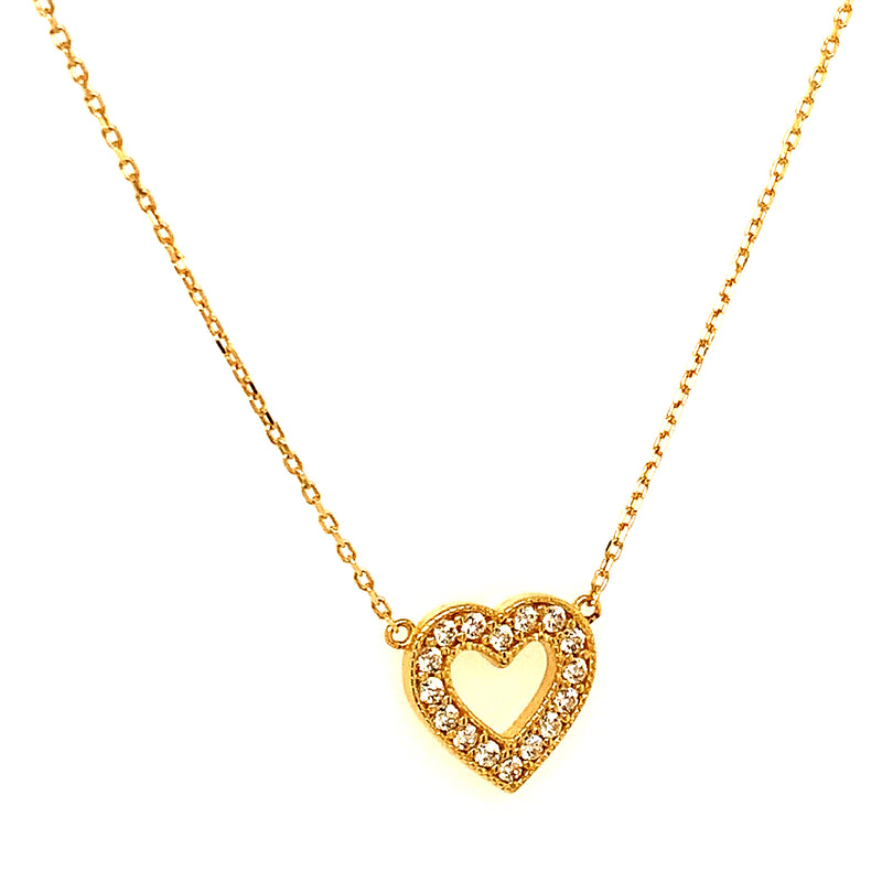 Collar (corazón) con circones en oro amarillo 18k 45cm