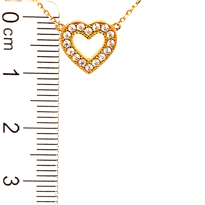 Collar (corazón) con circones en oro amarillo 18k 45cm
