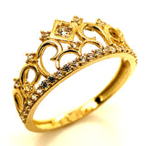 Anillo (corona) con circones en oro amarillo 10k