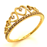 Anillo (corona) con circones en oro amarillo 10k