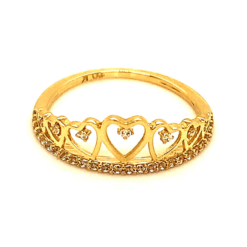 Anillo (corona) con circones en oro amarillo 10k
