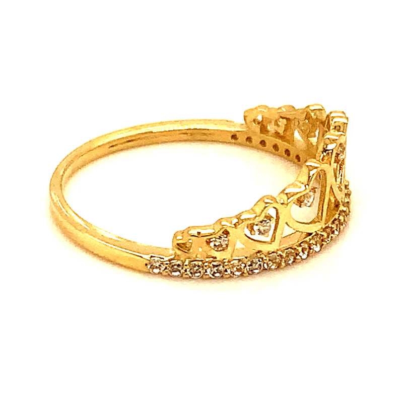 Anillo (corona) con circones en oro amarillo 10k