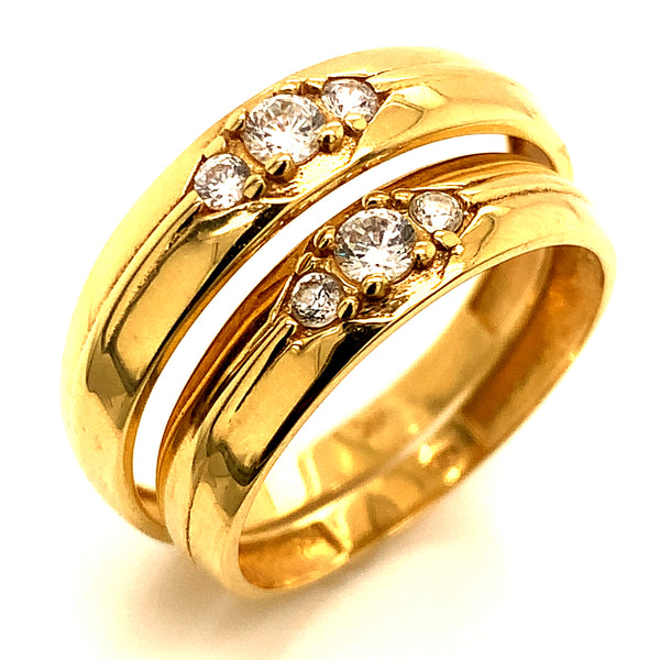 Duo de bandas en oro amarillo 18k