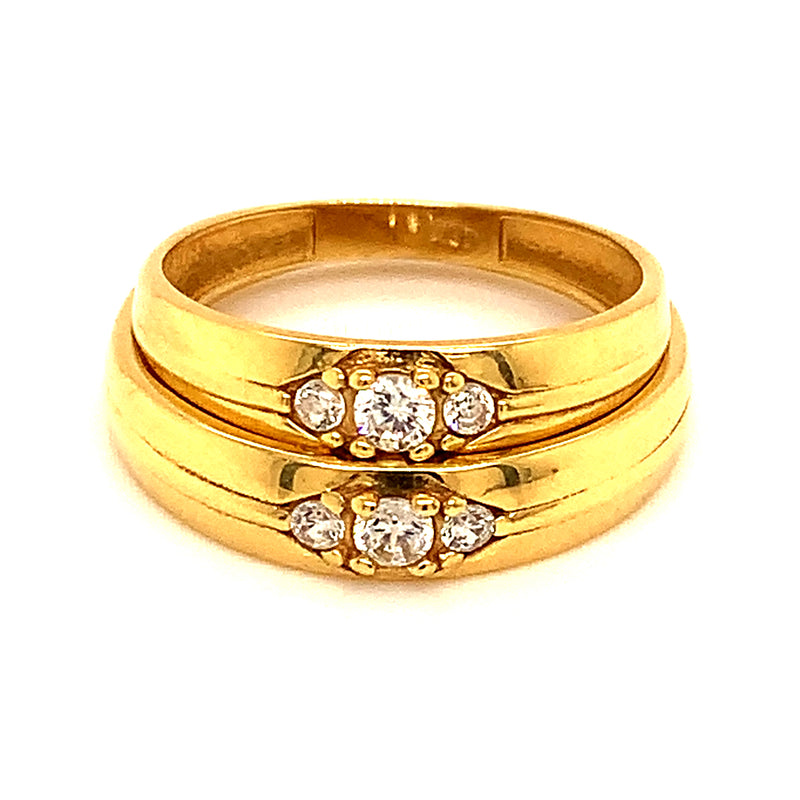 Duo de bandas en oro amarillo 18k