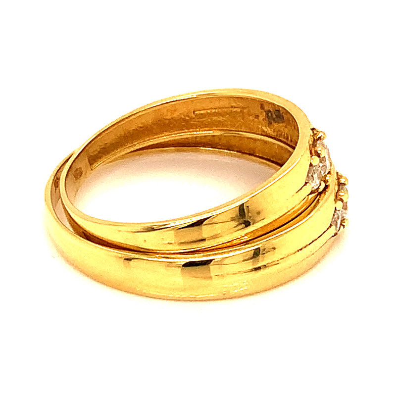Duo de bandas en oro amarillo 18k