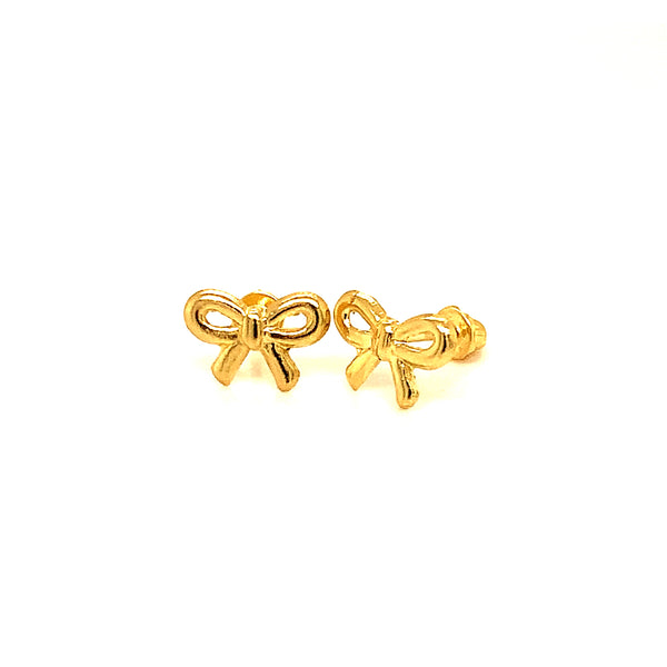 Aretes (lazo) para bebés en oro amarillo 10kt.