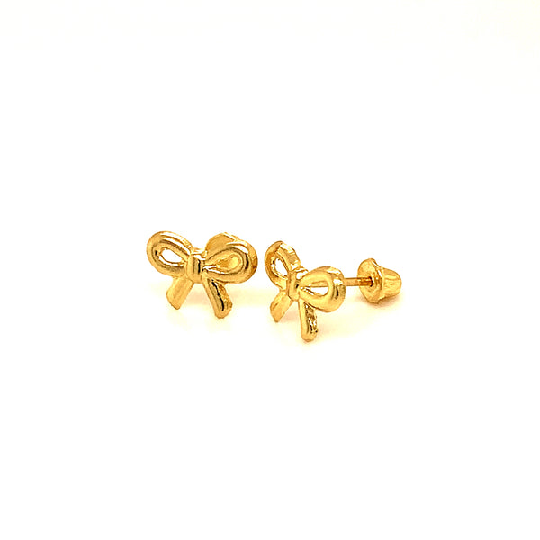 Aretes (lazo) para bebés en oro amarillo 10kt.