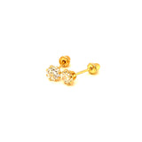 (LD) Aretes de bebé con diamantes de laboratorio en oro amarillo 14kt.