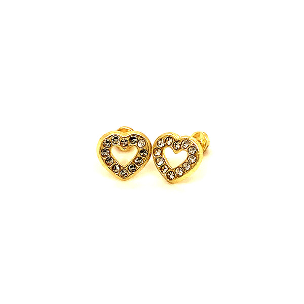 Aretes (corazón) para bebés en oro amarillo 10kt.
