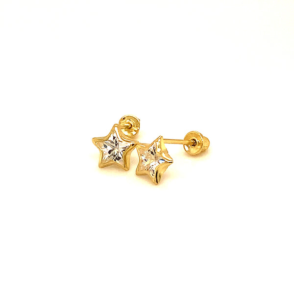 Aretes (estrella) para bebés en oro amarillo 10kt.