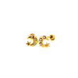 Aretes (luna y estrella) para bebés en oro amarillo 10kt.