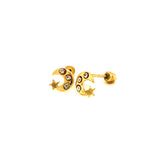 Aretes (luna y estrella) para bebés en oro amarillo 10kt.