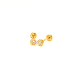 (LD) Aretes de bebé con diamantes de laboratorio en oro amarillo 14kt.