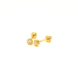 (LD) Aretes de bebé con diamantes de laboratorio en oro amarillo 14kt.